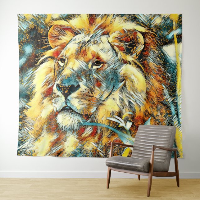 AnimalArt_Lion_009 Wandteppich (Beispiel (Horizontal))