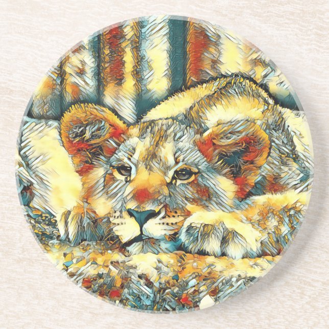 AnimalArt_Lion_036 Getränkeuntersetzer (Vorne)