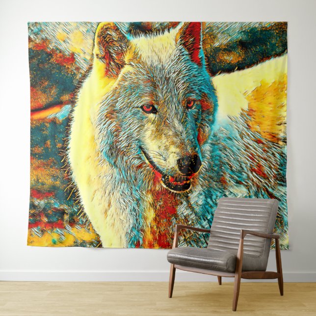 AnimalArt_Wolf_009 Wandteppich (Beispiel (Horizontal))