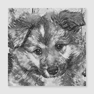 AnimalArtBW_Dog_010 Magnetkarte