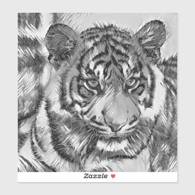 AnimalArtBW_Tiger_009 Aufkleber (Blatt)