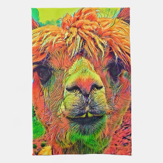 AnimalColor_Alpaca_003 Geschirrtuch (Vertikal)