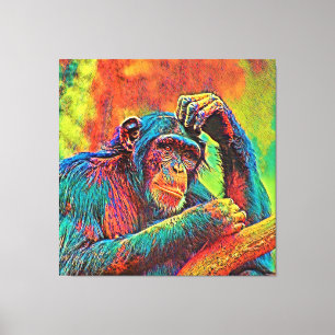 AnimalColor_Chimpanzee_008 Leinwanddruck