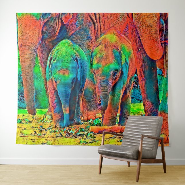 AnimalColor_Elephant_001 Wandteppich (Beispiel (Horizontal))