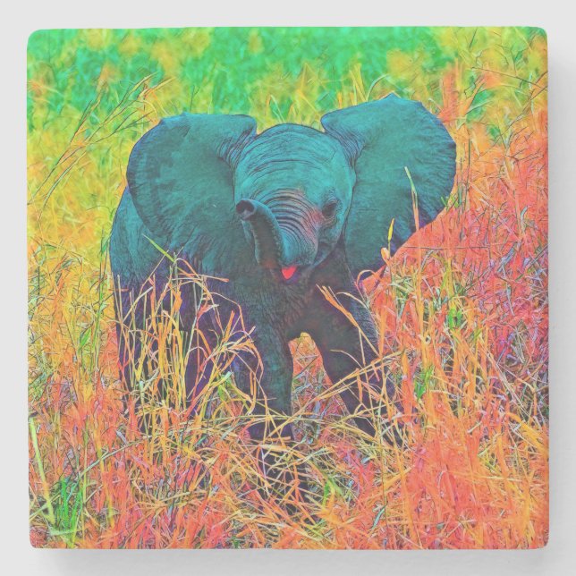 AnimalColor_Elephant_002 Steinuntersetzer (Vorderseite)