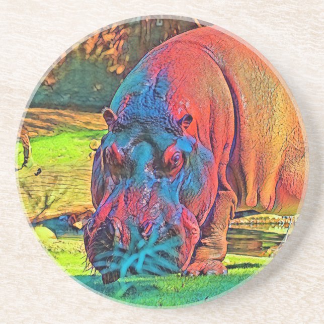 AnimalColor_Hippo_004 Getränkeuntersetzer (Vorne)