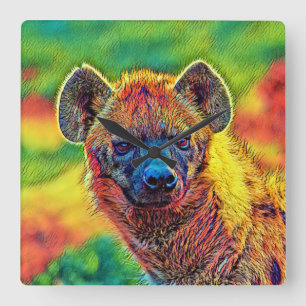 AnimalColor_Hyena_001 Quadratische Wanduhr