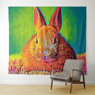 AnimalColor_Rabbit_07 Wandteppich