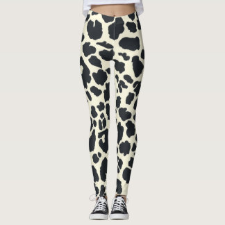 Animalier Schwarz-Weiß-Leopard-Stil Leggings
