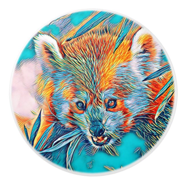 AnimalMix_RedPanda_001 Keramikknauf (Vorderseite)
