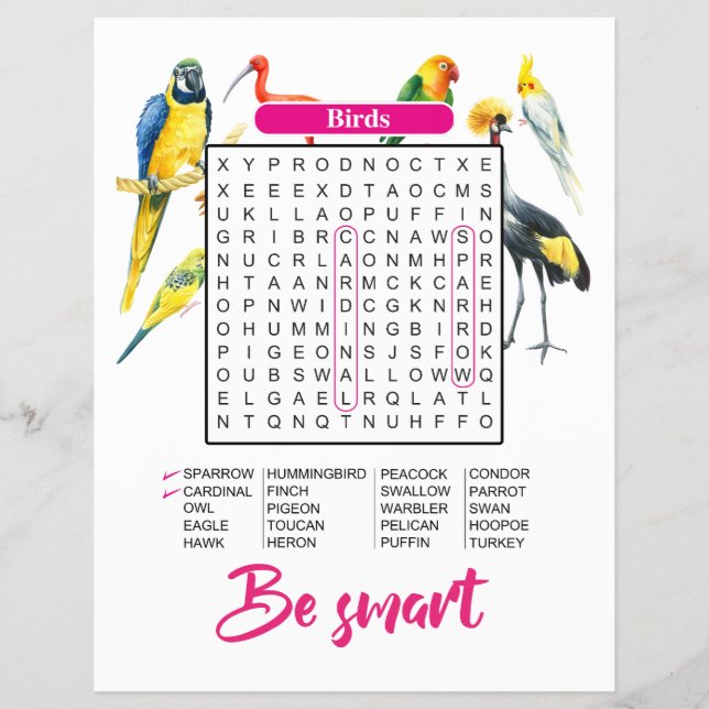 Animals & Birds Word Search | Fun Educational Flyer (Vorne)