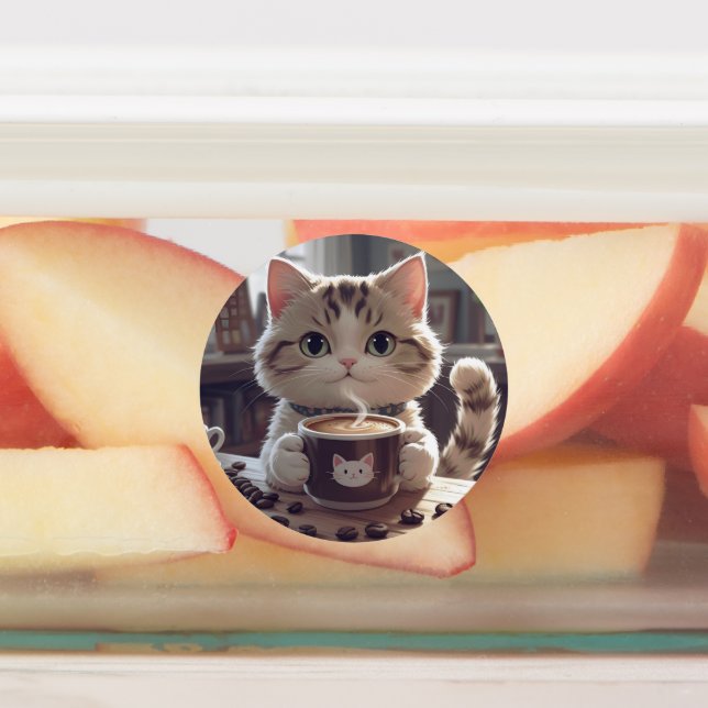 Animals drinking cute coffee etiketten (Befestigt)