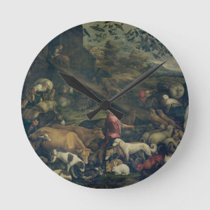 Animals Entering the Ark (oil on canvas) Runde Wanduhr