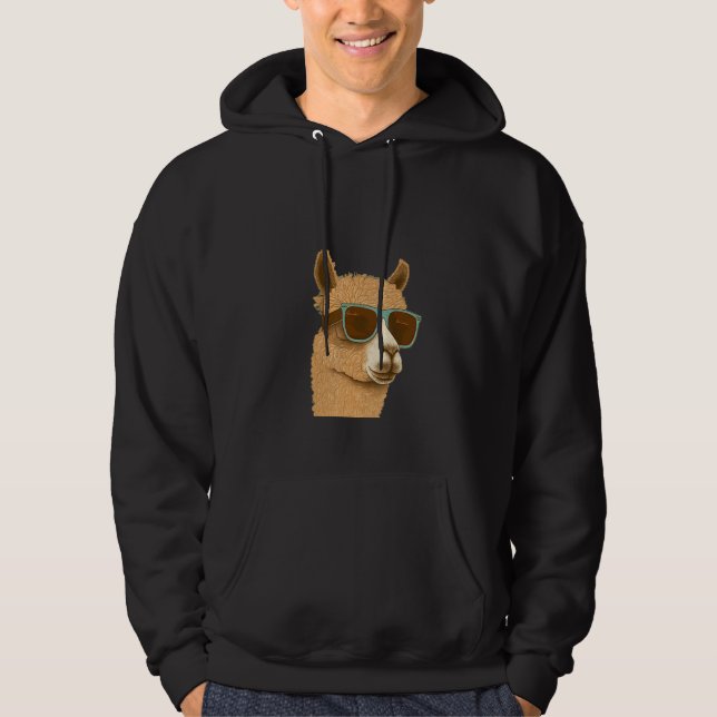 Animals Graphic  Alpaca Wearing Sunglasses 2 Hoodie (Vorderseite)