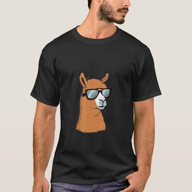 Animals Graphic  Alpaca Wearing Sunglasses T-Shirt (Vorderseite)