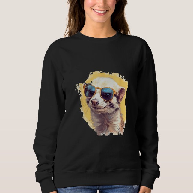 Animals Graphic  Ferret Wearing Sunglasses 2 Sweatshirt (Vorderseite)