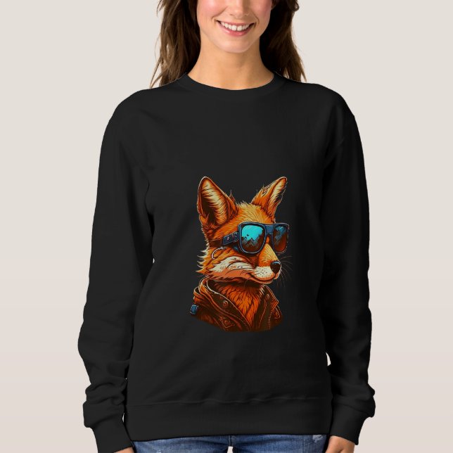 Animals Graphic  Fox Wearing Sunglasses 4 Sweatshirt (Vorderseite)
