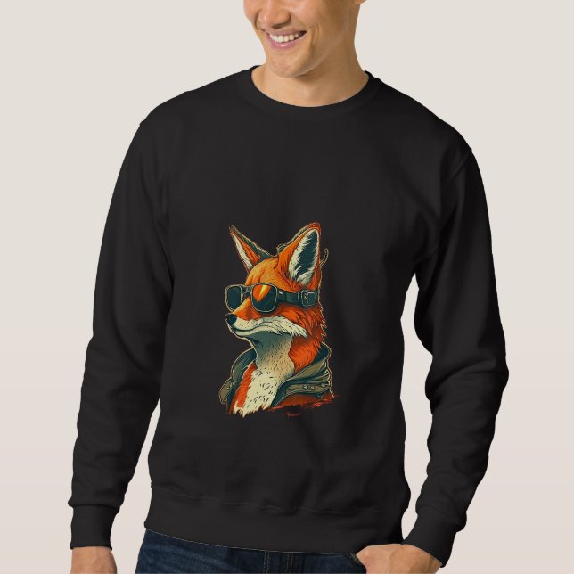 Animals Graphic  Fox Wearing Sunglasses 5 Sweatshirt (Vorderseite)