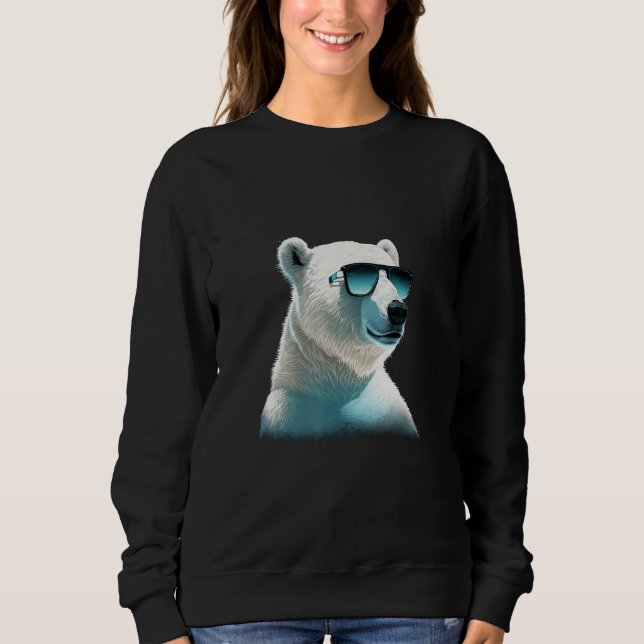 Animals Graphic  Polar Bear Wearing Sunglasses Sweatshirt (Vorderseite)