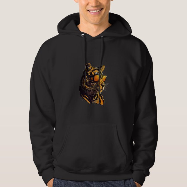 Animals Graphic  Tiger Wearing Sunglasses 4 Hoodie (Vorderseite)