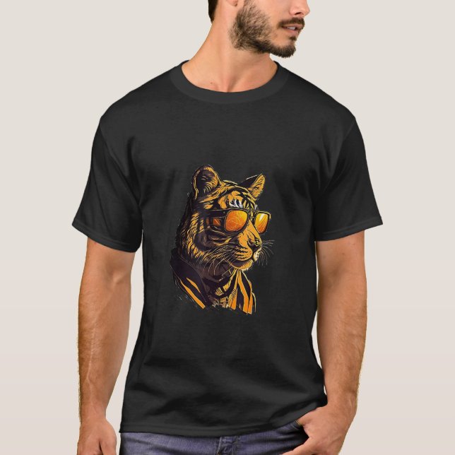 Animals Graphic  Tiger Wearing Sunglasses 4 T-Shirt (Vorderseite)