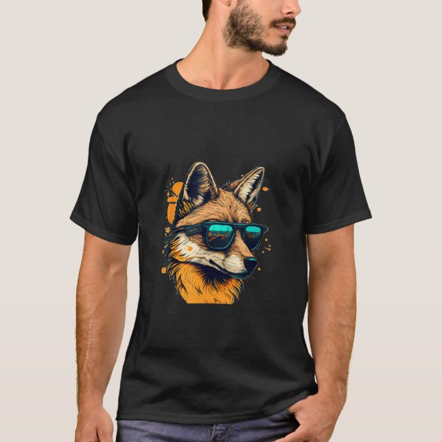 Animals Graphic  Wolf Wearing Sunglasses 1 T-Shirt (Vorderseite)