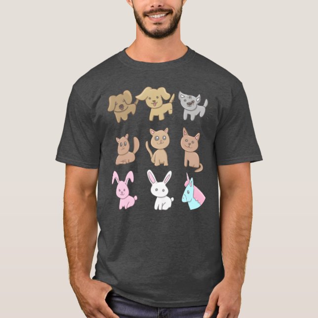 Animals Icons Cute Dogs Cats Animal Love family T-Shirt (Vorderseite)
