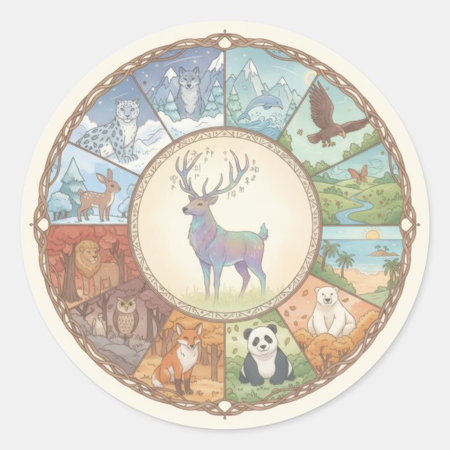 Animals image round coaster sticker (Vorderseite)