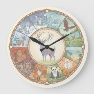 Animals image round coaster sticker große wanduhr