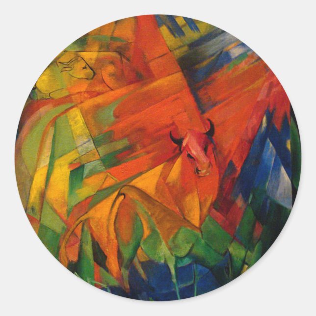 Animals in a Landscape by Franz Marc Runder Aufkleber (Vorderseite)
