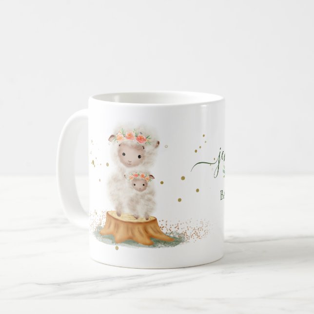 Animals Lamb Sheep Family Baby Girl Kaffeetasse (Vorderseite Links)