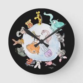 Animals of the World Runde Wanduhr