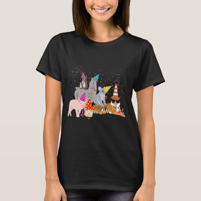 Animals Partying Cute Animals Having A Party _1  T-Shirt (Vorderseite)