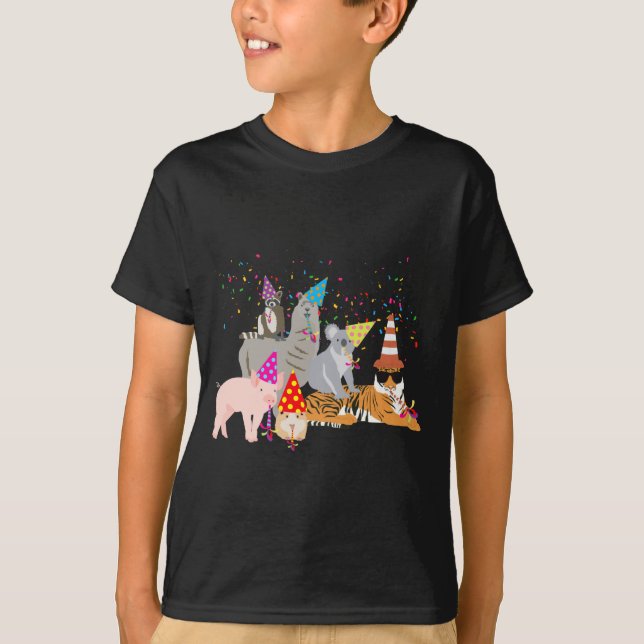 Animals Partying Cute Animals Having A Party  T-Shirt (Vorderseite)