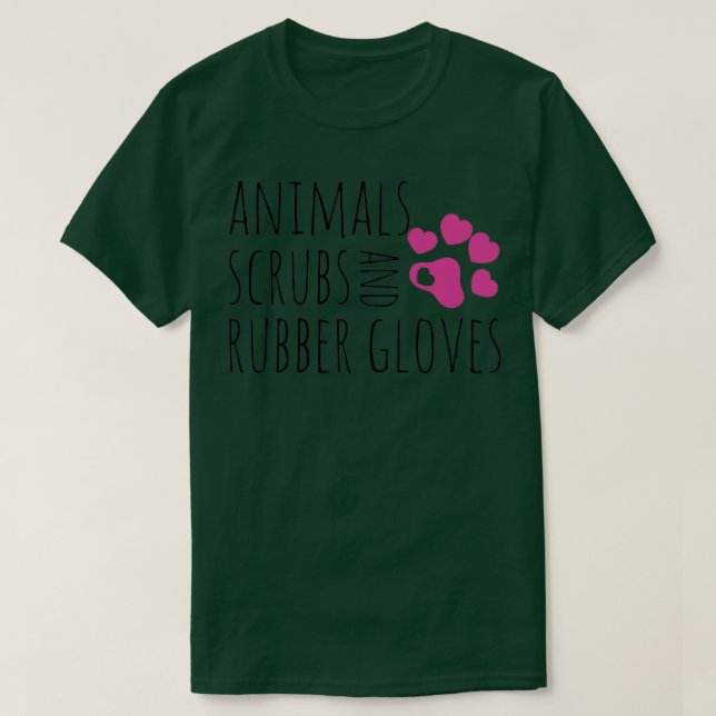 Animals Scrubs And Rubber Gloves Funny Veterinaria T-Shirt (Design vorne)
