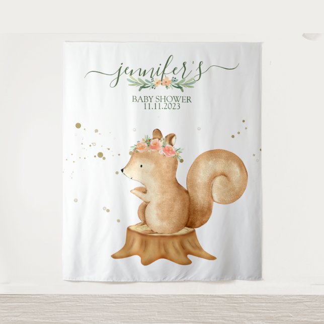 Animals Squirrel Family wildlife baby backdrop Wandteppich (Vorderseite)