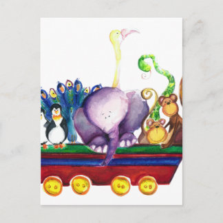 Animals wagon postkarte