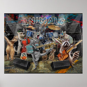 Animalz Live! Tiere, die musikalische Instrumente Poster