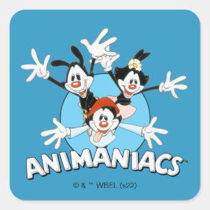 Animaniacs Warner Siblings Arms Wide Graphic Quadratischer Aufkleber