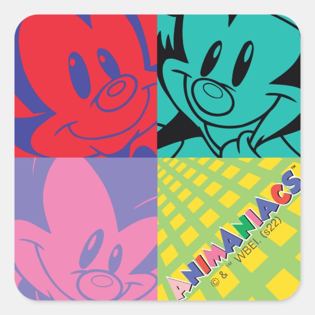 Animaniacs | Warner Siblings Pop Art Graphic Quadratischer Aufkleber (Vorderseite)