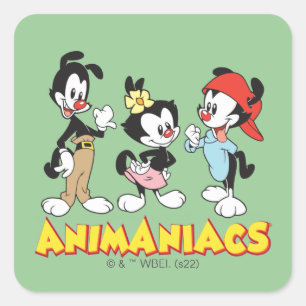 Animaniacs   Yakko, Dot und Wakko Stehend Quadratischer Aufkleber