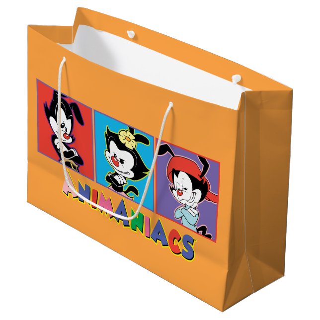 Animaniacs | Yakko, Dot, & Wakko Panel Grafik Große Geschenktüte (Vorderseite Schrägansicht)