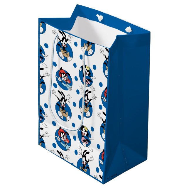 Animaniacs | Yakko, Wakko & Dot Circle Pattern Mittlere Geschenktüte (Vorderseite Schrägansicht)