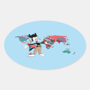 Animaniacs   Yakko's World Map Graphic Ovaler Aufkleber