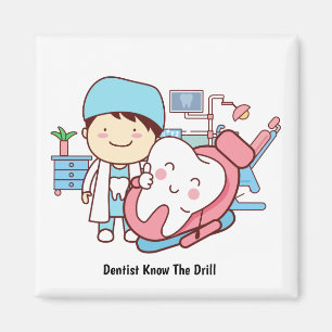 Animated dentist with tooth magnet