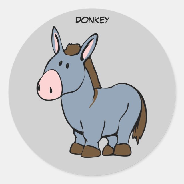 Animated Donkey Runder Aufkleber (Vorderseite)