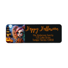 Animated Girl, Spuk House and Pumpkins