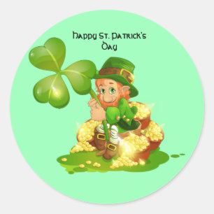 Animated Irish Leprechaun Runder Aufkleber