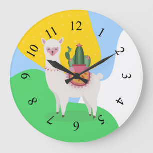 Animated llama design große wanduhr