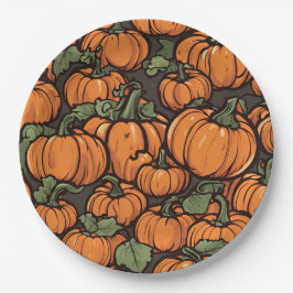 Animated Niedlich Pumpkin Minimalistischen Fall Ha Pappteller